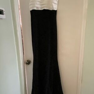 City Studio Black and White Strapless Maxi Dress